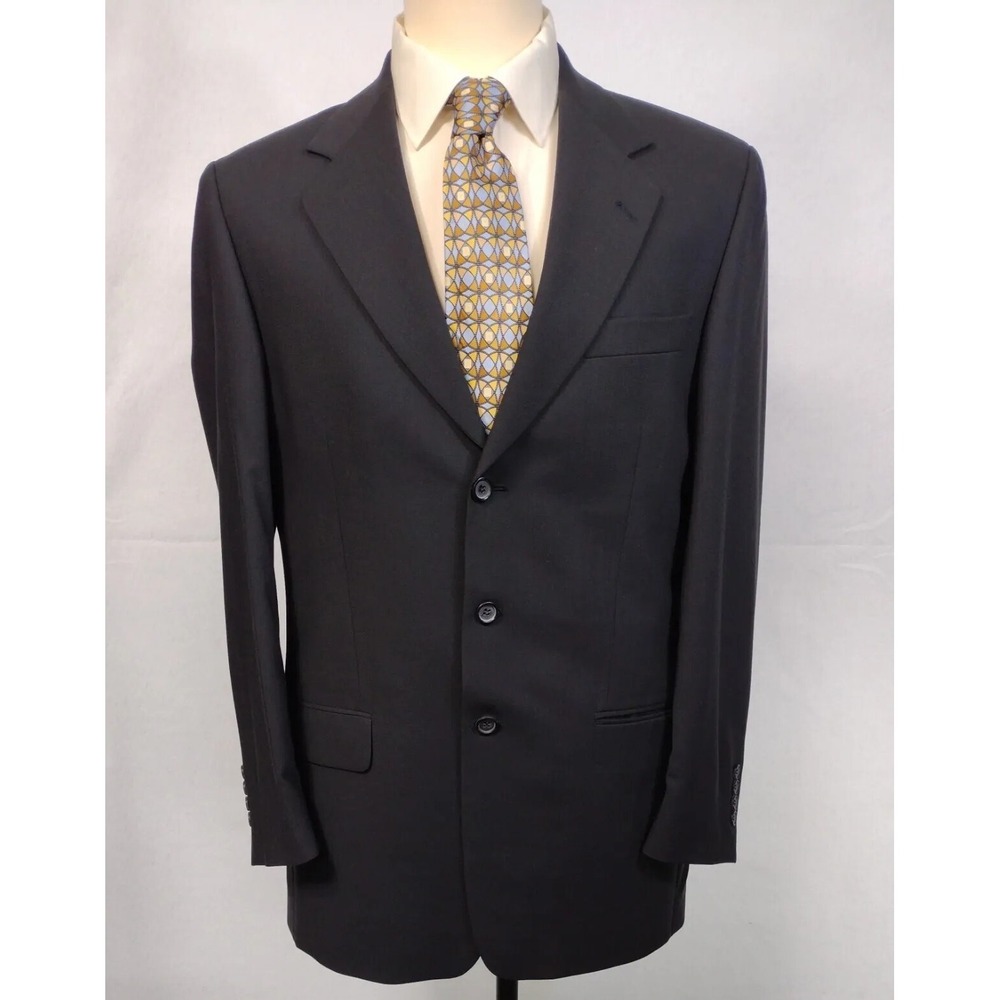 Joseph & Feiss Comfort Stretch Sport Coat Suit Jacket Black 39L 100% Virgin Wool